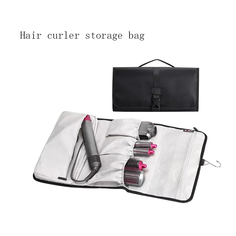 Sac cheveux noir réutilisable oxford moderne crochets métalliques poignée texture mat salle bain