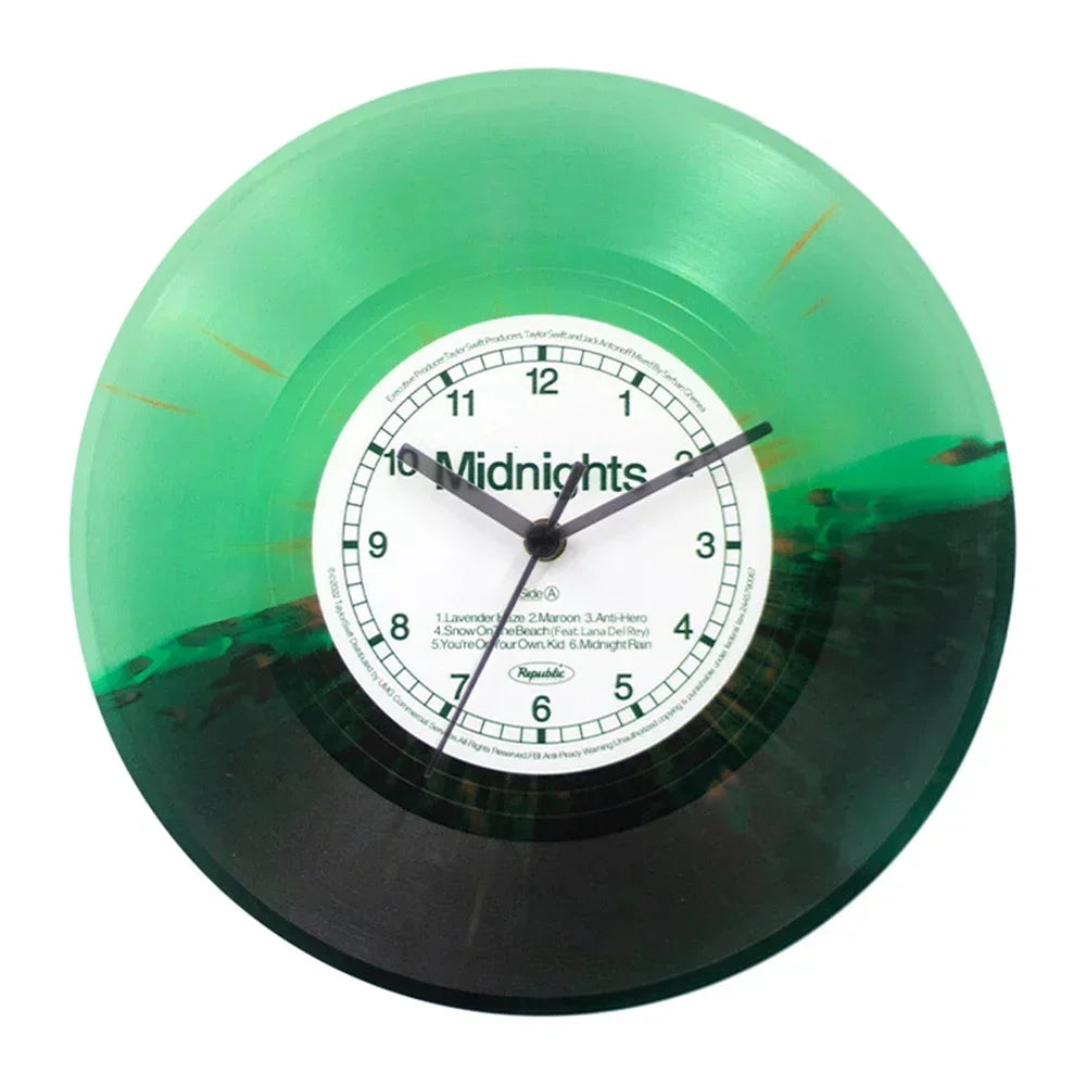 horloge murale moderne abstraite violet rose vert marbrée sans piles salon chambre coucher
