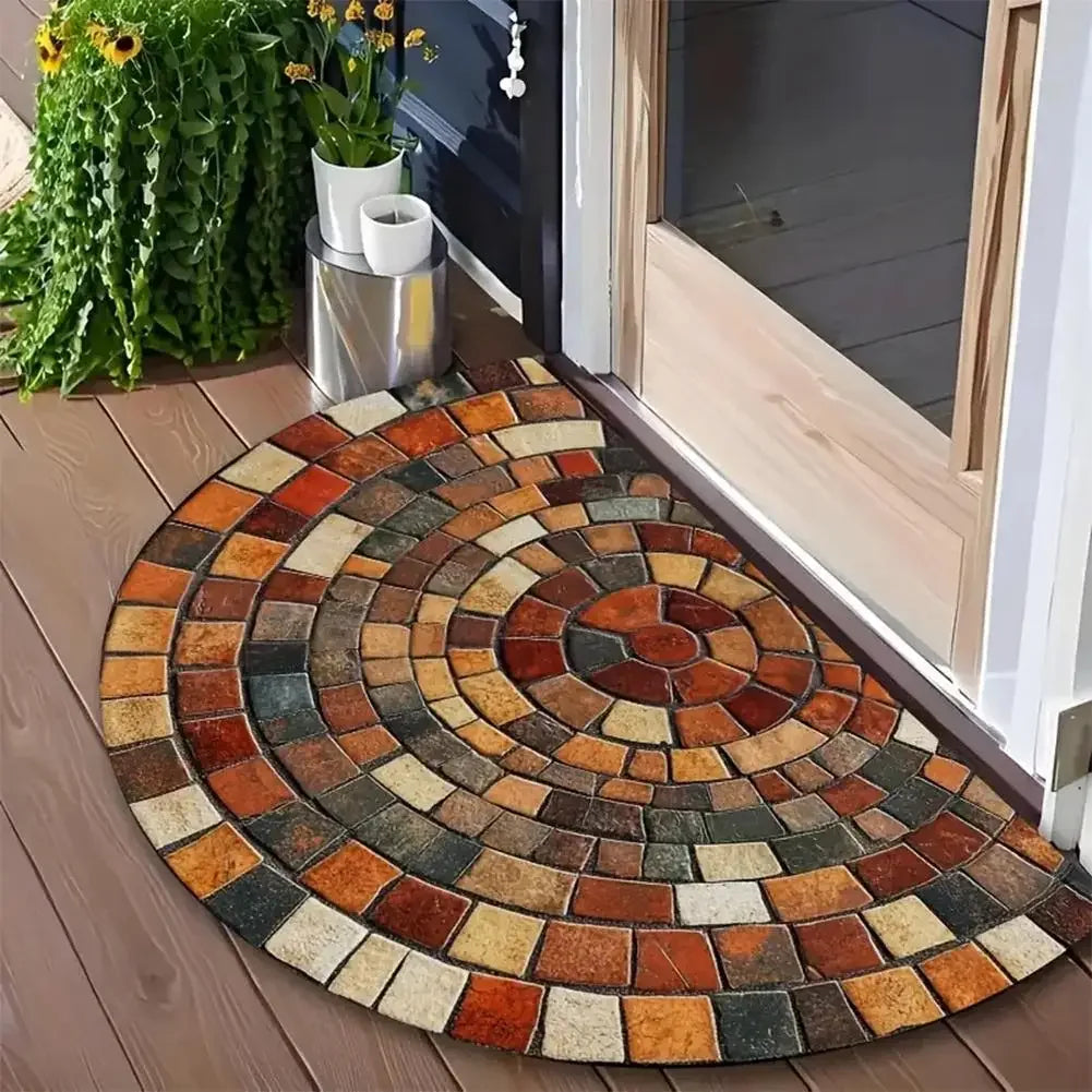 tapis d'entrée multicolore mosaïque antidérapant motif géométrique moderne classique