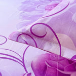 drap lit moderne violet blanc motifs roses floral taille 120x200 150x200 180x200 200x220 90x200