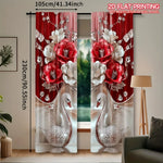 rideaux floraux 2d roses argentés moderne intime maison 105x230cm 100 polyester