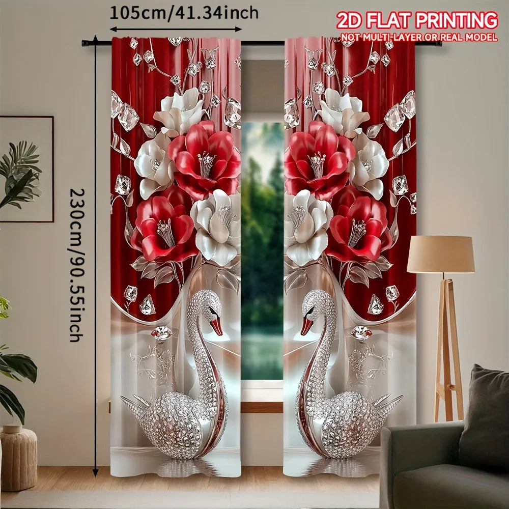 rideaux floraux 2d roses argentés moderne intime maison 105x230cm 100 polyester