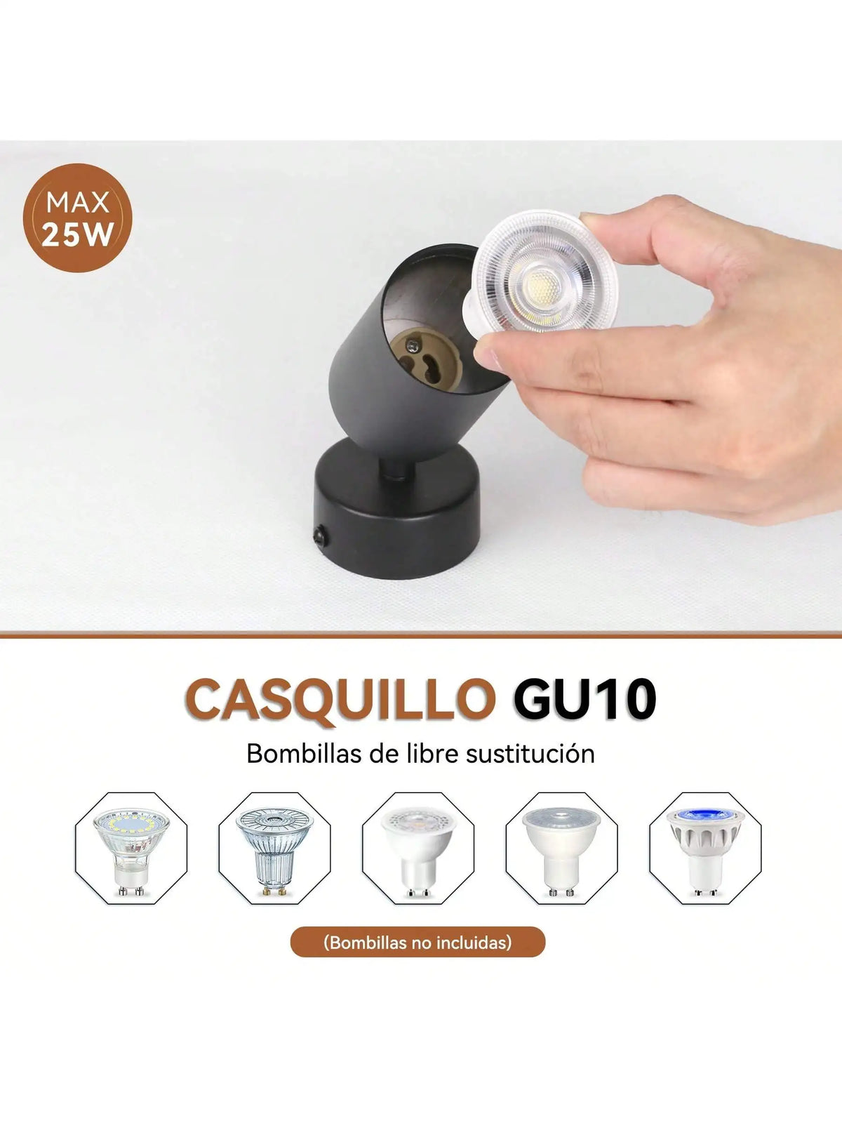 Spot lumineux noir moderne plaque montage câble led gu10 5w économeénergie chambre cuisine