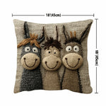 taies d'oreillers animaux souriants gris beige lit maison polyester rustique opacité non toxique fixations