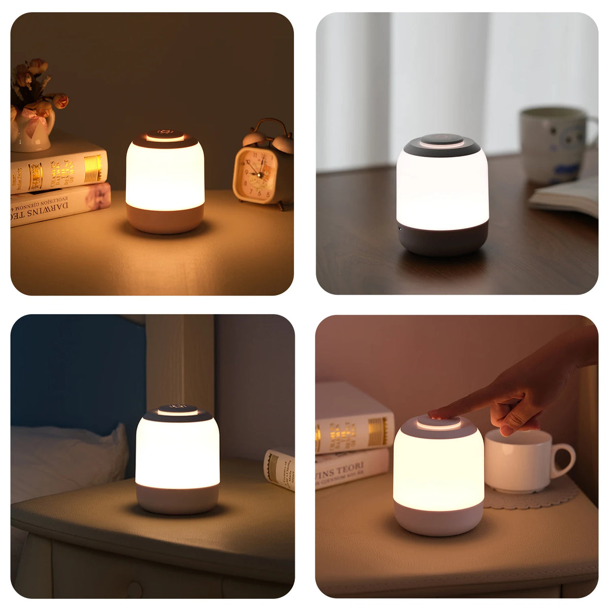 lampe table rechargeable usb led blanc gris tactile moderne sans fil urgence chambre bébé