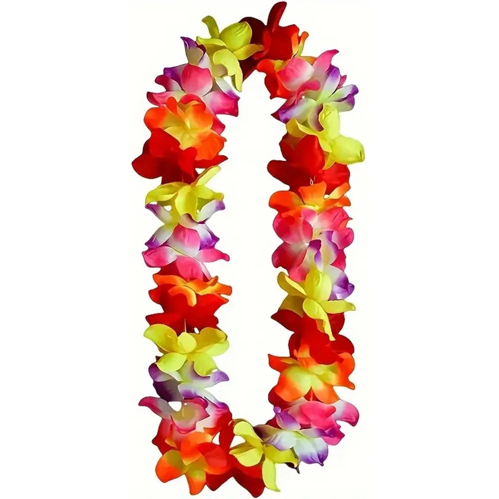 guirlande fleurs artificielles multicolore rouge orange jaune verte bleue festive extérieure décoration maison anniversaire