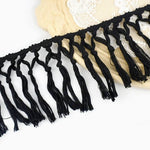 franges macramé blanc noir motifs géométriques boho artisanal 5mètres