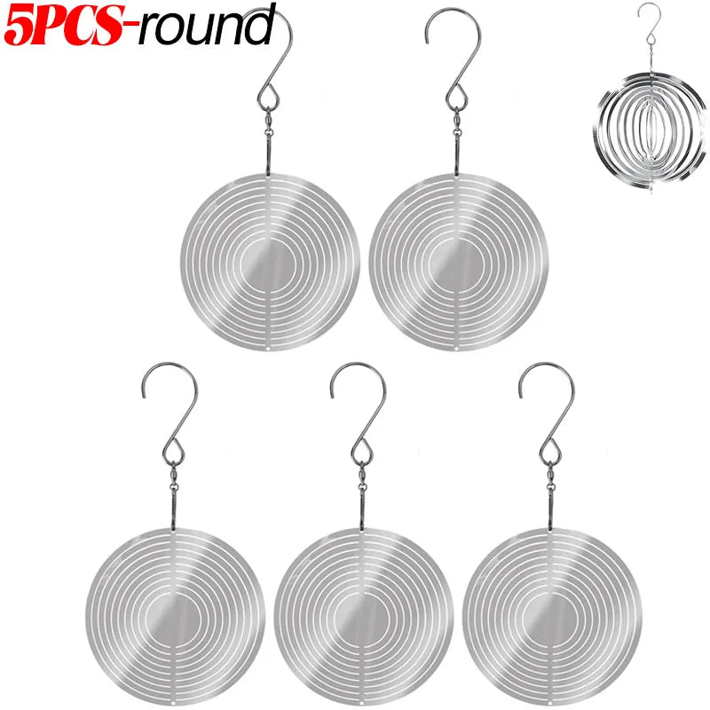répulsif oiseaux argenté cœur cercles concentriques moderne extérieur anneau métalliquesuspenduextérieurjardinferme