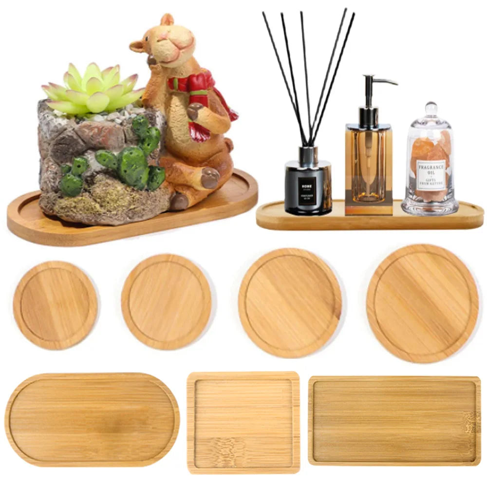 supports plantes assiettes rondes ovales bois naturel moderne minimaliste