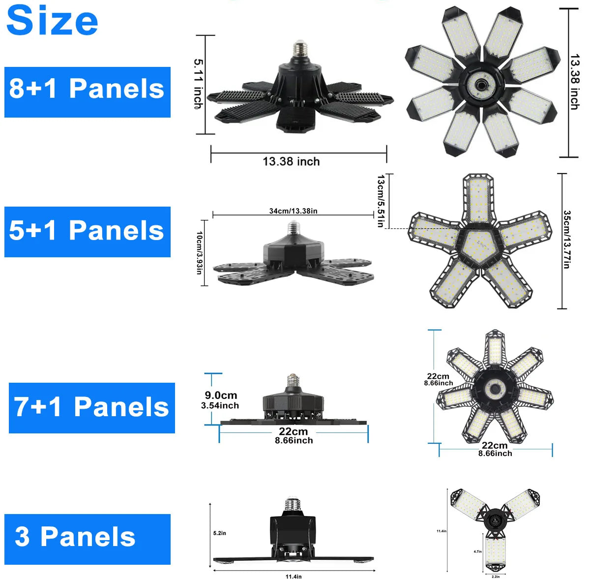 lampe led pliable noire grille ventilation moderne fixations vis éclairage garage atelier store