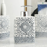 ensemble bain blanc noir ornements floraux pompe savon porte brosse dents porte savon classic