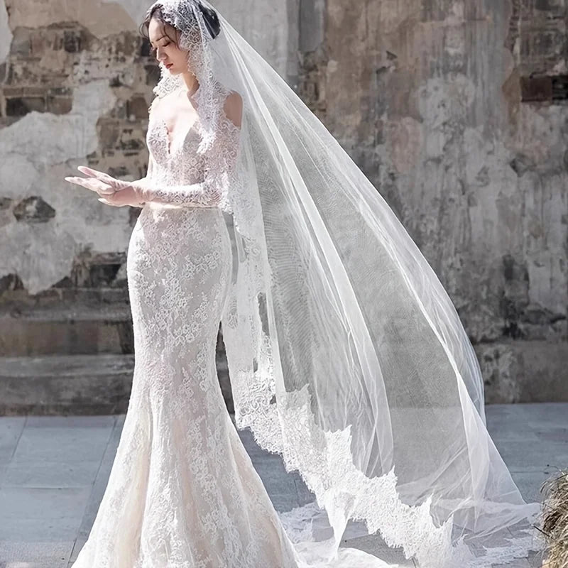 voile mariée dentelle polyester blanc élégant fixation inclusion voile opacité mariage femme
