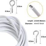 câble blanc crochets argentés kit suspension tiges blanches minimaliste fixations murales accessoires rideau anneaux