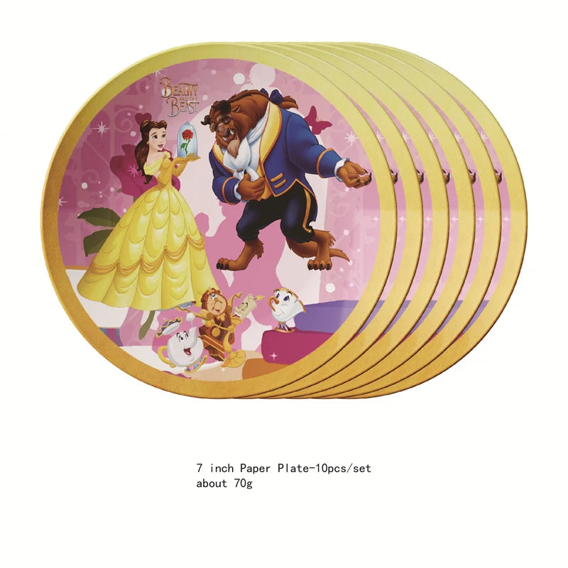 accessoires fête anniversaire enfant dessin animé belle bête princesse décor gâteau cupcake toppers
