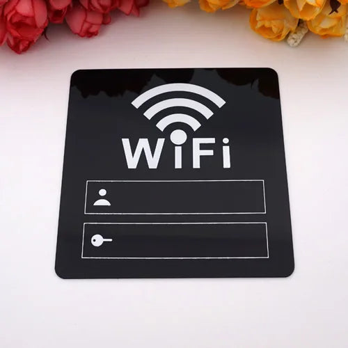 panneau informatif moderne adhésif or noir wifi non fumant toilette 10cm