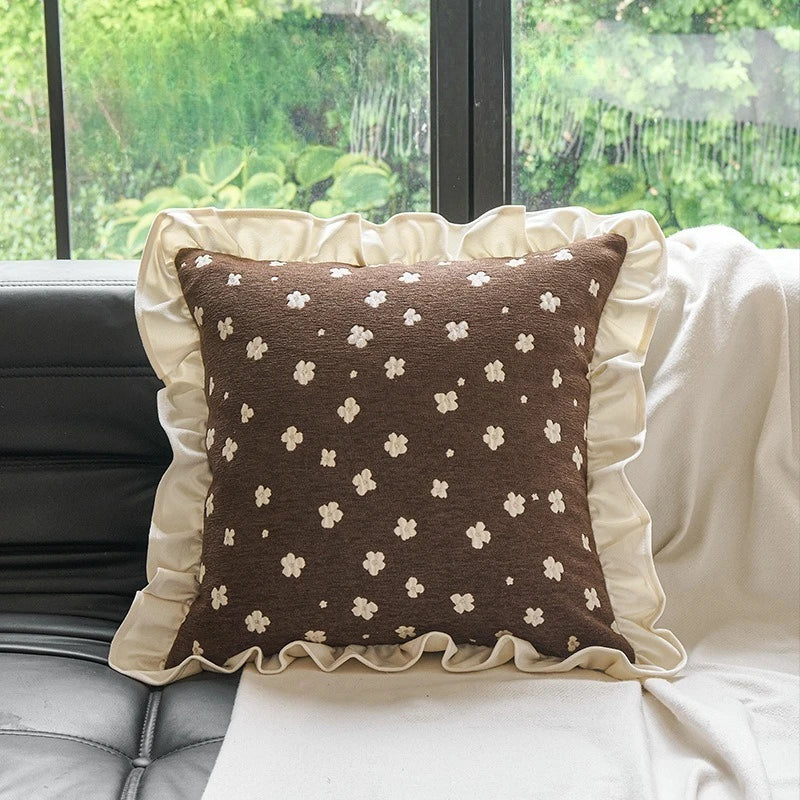 housse coussin vintage fleur beige noir marron français adhésif décoration intérieure voiture