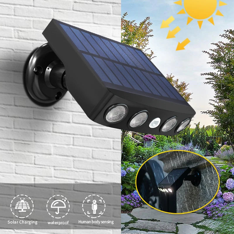 lampe solaire murale noir panneau solaire led détection mouvement ip65 moderneextérieur sécurité jardin