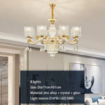 lustre led cristal ornementation dorée contemporain salon salle manger villa