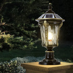 lampe solaire extérieure led bronze ornements dorés éclairage jardin classique économie energie ip55 aluminium