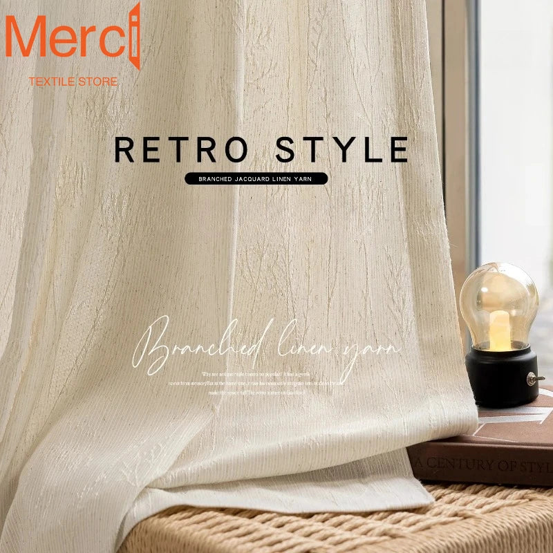 rideau beige clair opaques retro tissage lin texture ondulée chambre coucherhôtelcafébureau