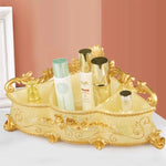 organisateur maquillage réutilisable résine fleurée classique beige doré rose bleu
