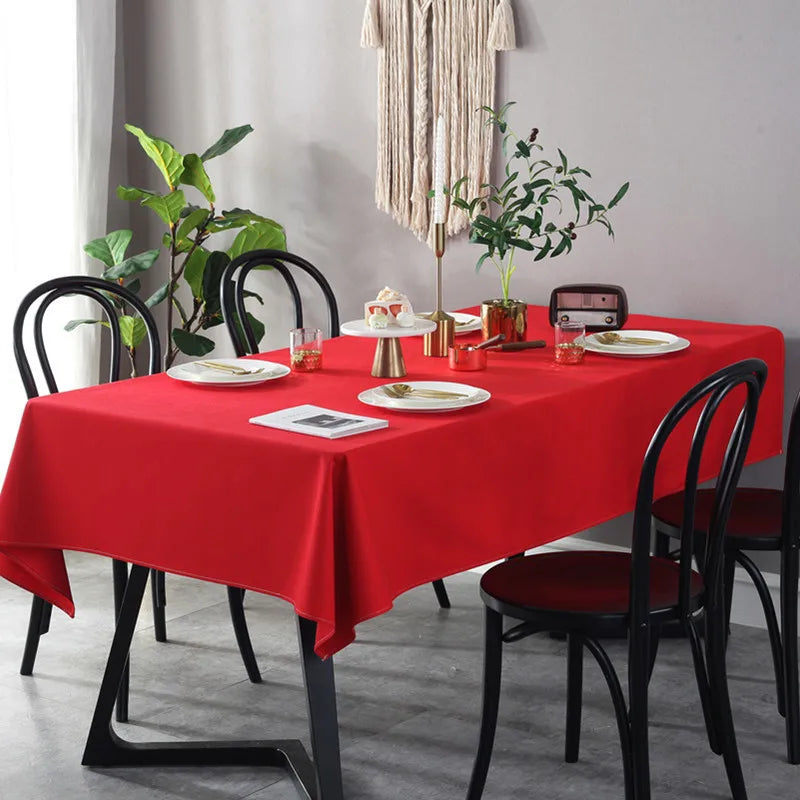 nappe table rouge uni moderne imperméable polyester mariage fête mère carnaval extérieur