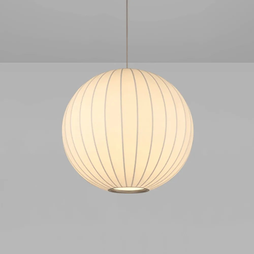 Lampe suspendue moderne blanche rayures noires tissu soie pied métallique fer autonome chambre restaurant