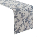 nappe table motif floraux coton polyester rustique beige bleu foncé dimensions variées