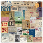 tickets vintage rétro collection ancien collage opacité beige marron bleu vert rouge noir blanc