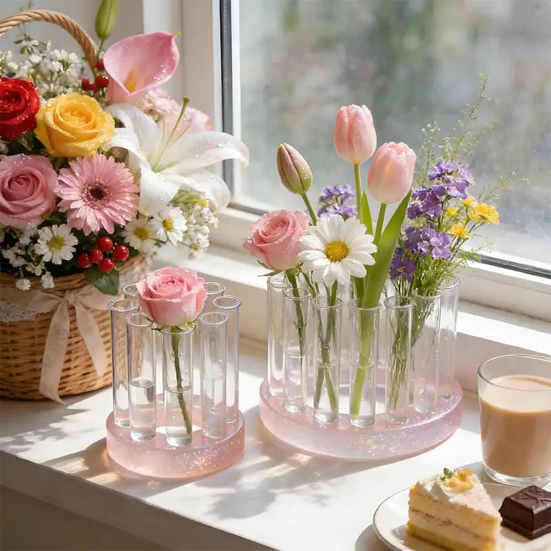 support fleurs silicone transparent tube lab animal compagnie moderne minimaliste