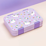 boîtes lunch violet rose bleu clair licorne princesse sirène compartiments couvercle poignées détachables modernes
