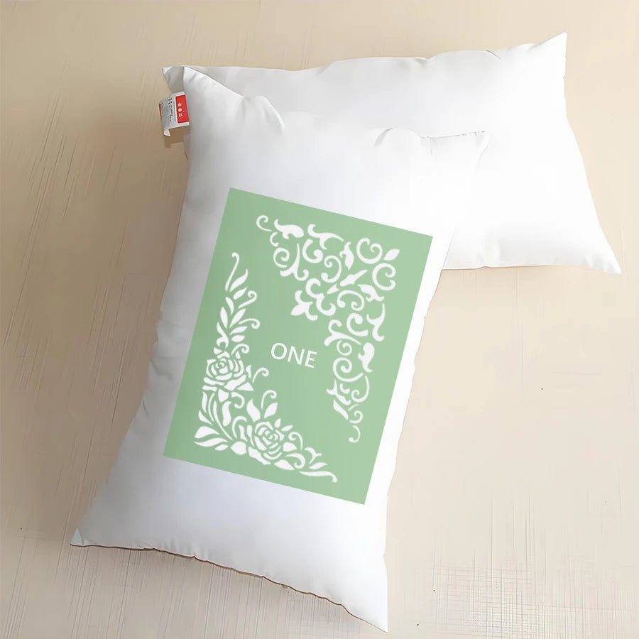 Stencil floral artisanal blanc vert or clips métalliques peinture