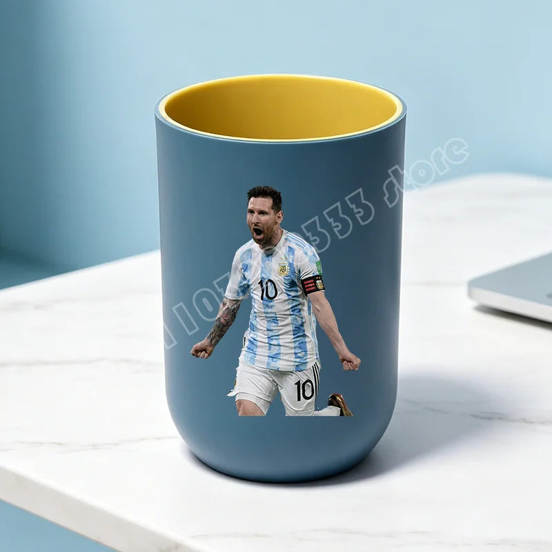 tasse unisexe moderne messi football bleu clair tasse eau brosse dents salle bain ornement