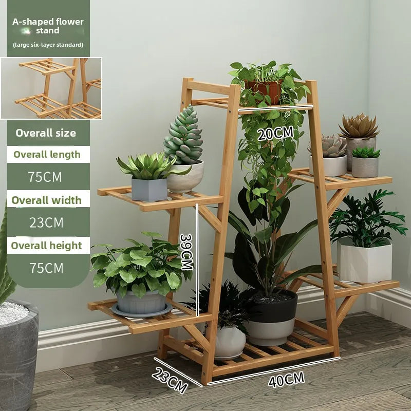 étagère roulettes bois naturel niveaux moderne plante verte balcon salon