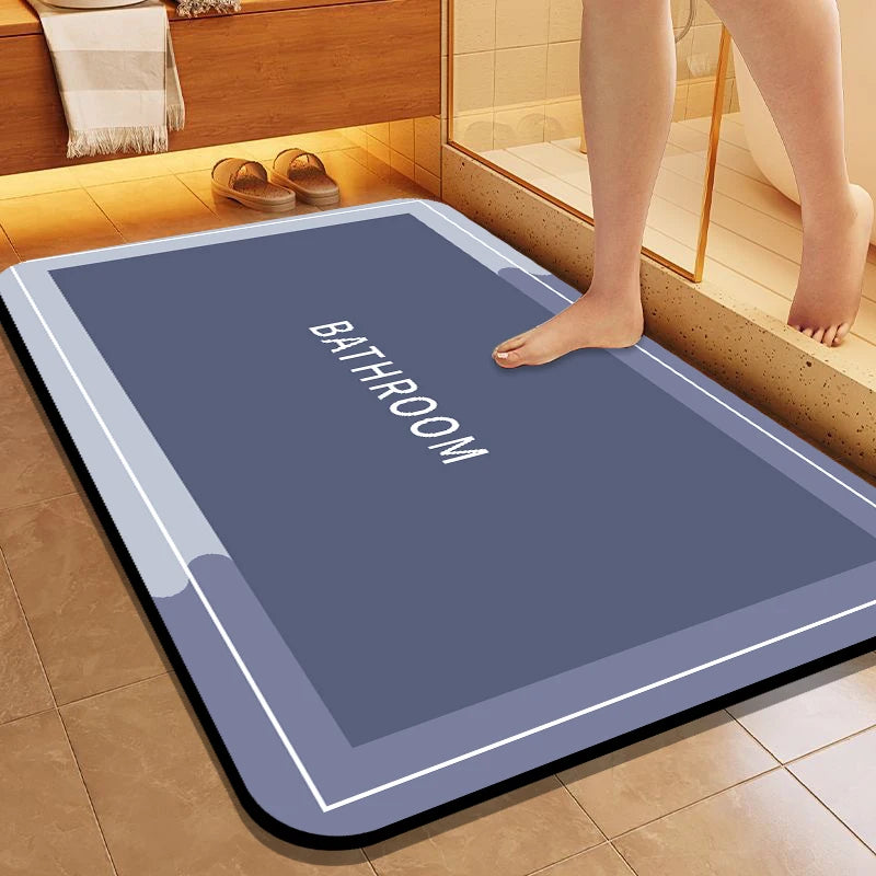 tapis bain bleu gris moderne minimaliste texture simple adhésif salle bain