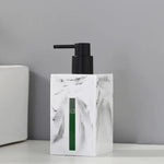 distributeur savon liquide céramique marbre blanc noir vert moderne salle bain parfum fleurs séchées