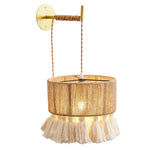 lampe murale bohème tressée franges beige or chambre salle manger éclairage quotidien LED semi
