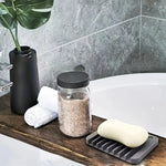 support savon adhésif silicone rayures horizontales gris blanc vert orange bleu moderne chambre bain