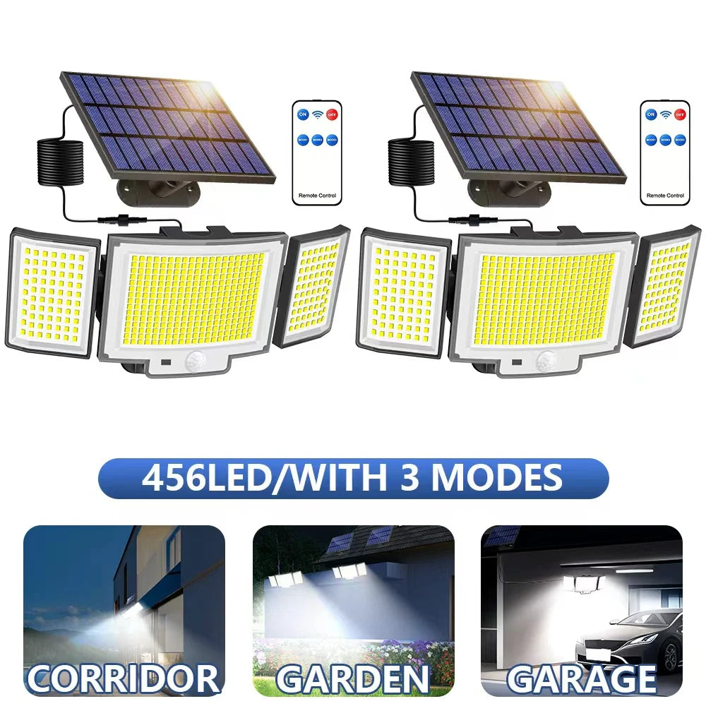 projecteurs solaires led détecteur mouvement ip65 deux pièces moderne extérieur camping jardin garage trois