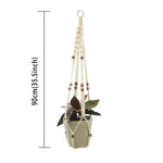 support plante suspendue macramé boho panier blanc noeuds réguliers artisanal pot fleuri