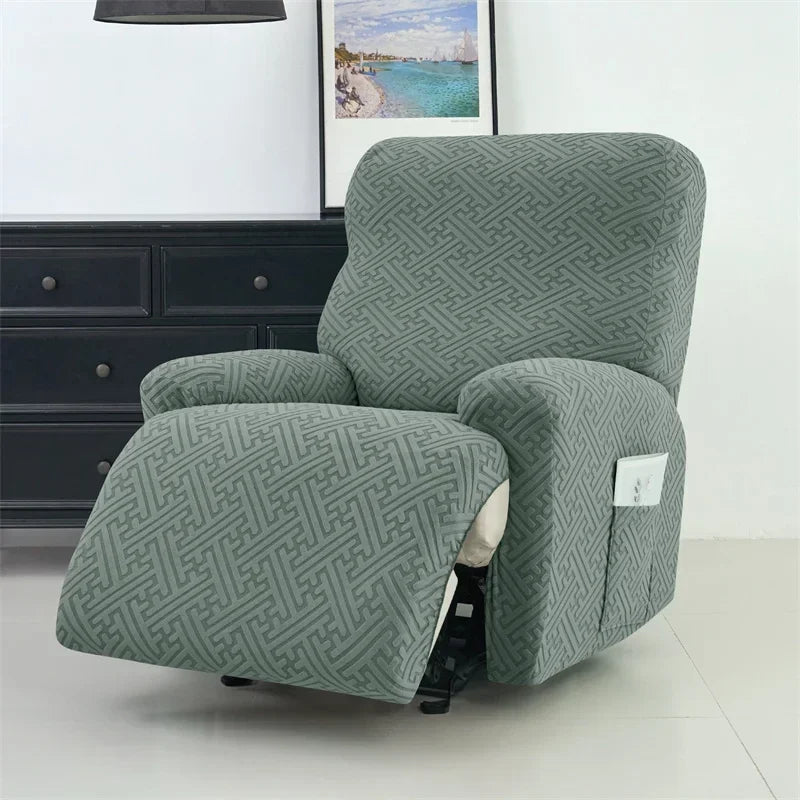 housse canapé inclinable gris jacquard moderne extensible poches fauteuil salon maison