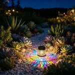 lampe solaire noire dorée motif géométrique moderne extérieure étanche patio jardin balcon