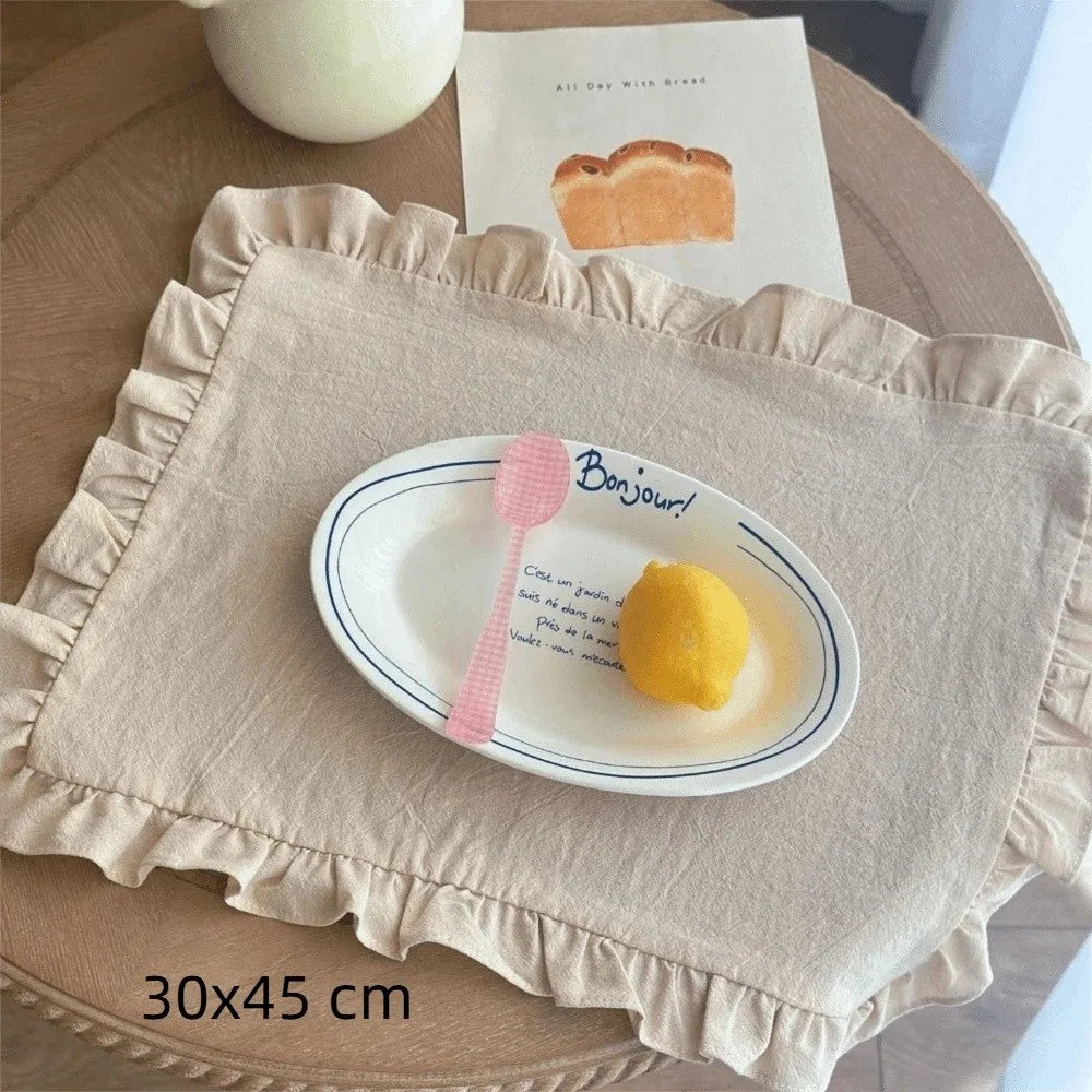 serviettes table classiques coton blanc vert rose jaune beige ruban fini bord rond dimension