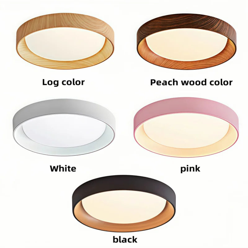 plafonnier led moderne couleur bois blanc chambre cuisine interrupteur bouton lumière changeante