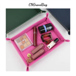 plateau rangement cuir bleu marine rose moderne dorés bijoux accessoires cosmétiques organiser pièces monnaie