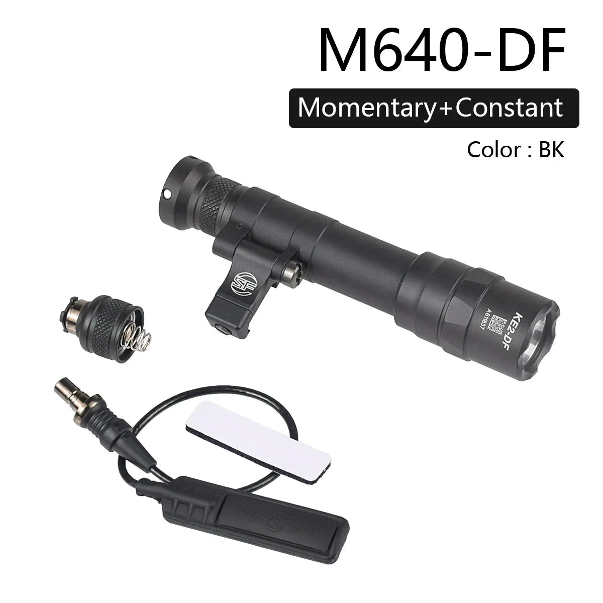 lampe torche tactique led noir texturée clip picatinny rechargeable chasse airsoft moderne