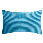 coussin velours côtelé gris orange bleu moderne rayures horizontales 30x50cm machine lavable