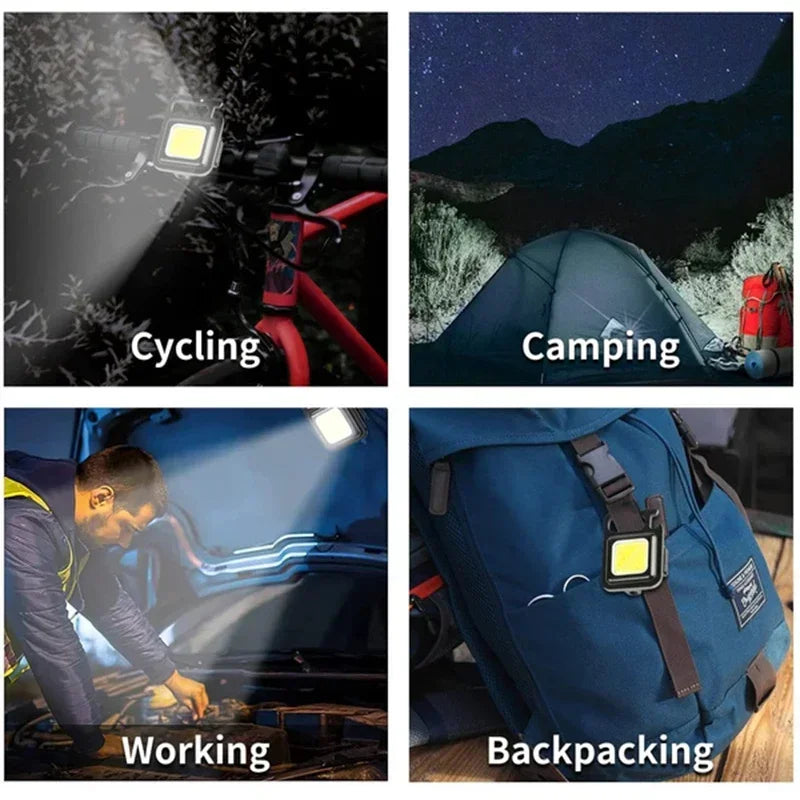 lampe torche rechargeable led portable pratique clip noir compactextérieur camping