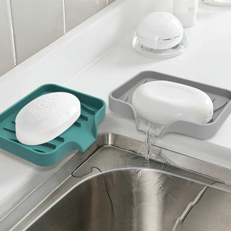 support savon silicone auto drainant adhésif moderne salle bain évier cuisine couleur unie