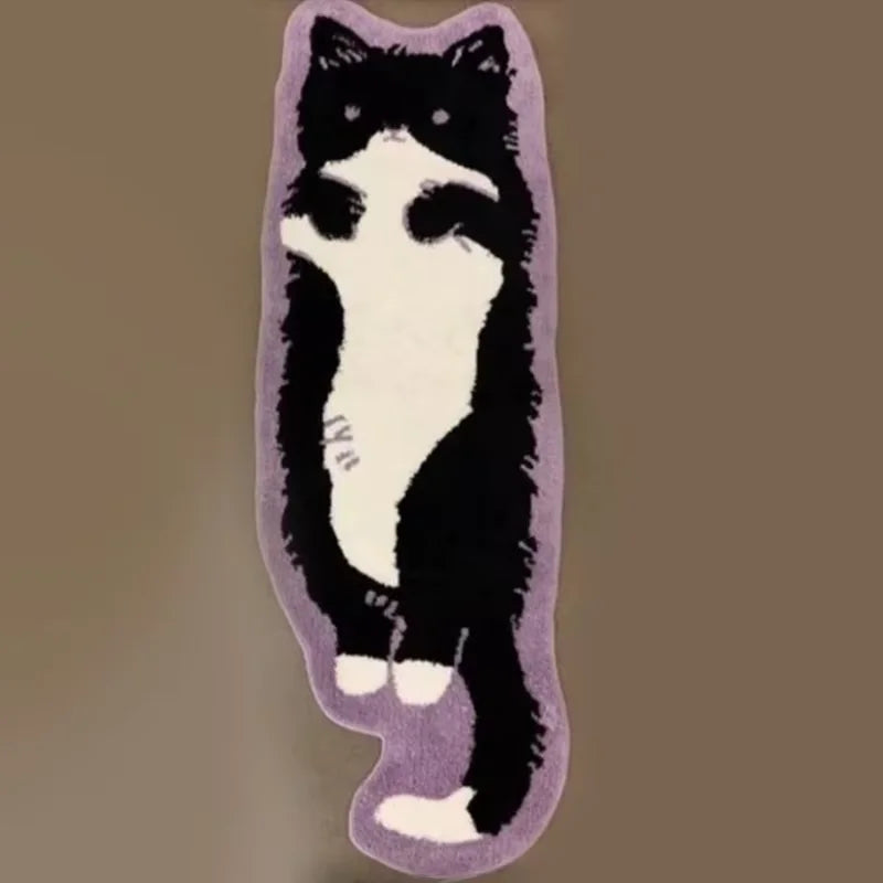 tapis blanc jaune gris orange vert rose marron chat dessin animé pelucheux moderne salon